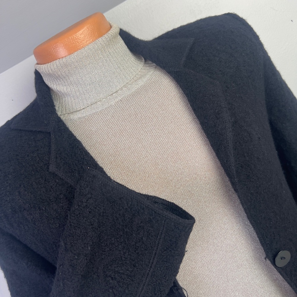 Luisa Spagnoli Overcoat Womens S Black Good Made in Italy Wool Blend Longline